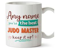 MUGFFINS Personalised Mug for Judo Master Woman - in English - Keep it up! - Funny Custom Gift for Colleagues - Ceramic 11oz Mug