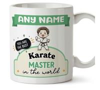 MUGFFINS Personalised Mug for Karate Master Man - in English - Best in The World - Kawaii - Funny Custom Gift for Colleagues - Ceramic 11oz Mug