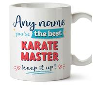 MUGFFINS Personalised Mug for Karate Master Man - in English - Keep it up! - Funny Custom Gift for Colleagues - Ceramic 11oz Mug