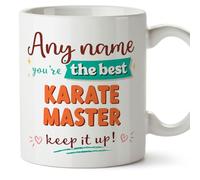 MUGFFINS Personalised Mug for Karate Master Woman - in English - Keep it up! - Funny Custom Gift for Colleagues - Ceramic 11oz Mug