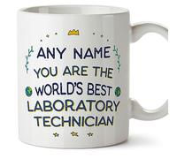 MUGFFINS Personalised Mug for Laboratory Technician - in English - World's Best - Funny Custom Gift for Colleagues - Ceramic 11oz Mug