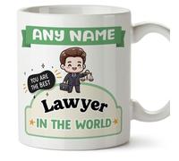 MUGFFINS Personalised Mug for Lawyer man - in English - Best in the World - Kawaii - Funny Custom Gift for Colleagues - Ceramic 11oz Mug