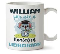 MUGFFINS Personalised Mug for Librarian Man - in English - Custom Koalafied - Funny Custom Gift for Colleagues - Ceramic 11oz Mug