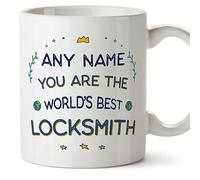 MUGFFINS Personalised Mug for Locksmith - in English - World's Best - Funny Custom Gift for Colleagues - Ceramic 11oz Mug