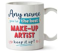 MUGFFINS Personalised Mug for Make-UP Artist Man - in English - Keep it up! - Funny Custom Gift for Colleagues - Ceramic 11oz Mug