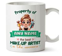 MUGFFINS Personalised Mug for Make-UP Artist Woman - in English - Property of - Funny Custom Gift for Colleagues - Ceramic 11oz Mug