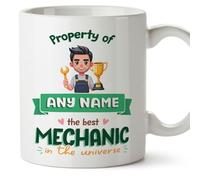 MUGFFINS Personalised Mug for Mechanic Man - in English - Property of - Funny Custom Gift for Colleagues - Ceramic 11oz Mug