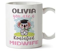 MUGFFINS Personalised Mug for Midwife Woman - in English - Custom Koalafied - Funny Custom Gift for Colleagues - Ceramic 11oz Mug