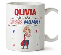 MUGFFINS Personalised Mug for Mummy - in English - You are Super! - Funny Custom Gift - Ceramic 11oz Mug