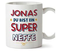 MUGFFINS Personalised Mug for Nephew - in German - Du Bist Super - Funny Custom Gift - Ceramic 11oz Mug