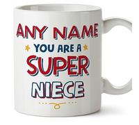 MUGFFINS Personalised Mug for Niece - in English - You are Super - Funny Custom Gift - Ceramic 11oz Mug