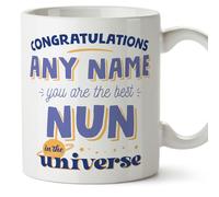 MUGFFINS Personalised Mug for Nun Woman - in English - Best in The Universe - Funny Custom Gift for Colleagues - Ceramic 11oz Mug