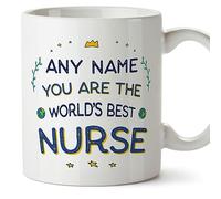MUGFFINS Personalised Mug for Nurse - in English - World's Best - Funny Custom Gift for Colleagues - Ceramic 11oz Mug
