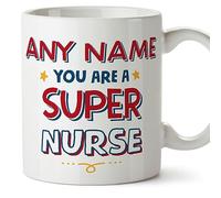 MUGFFINS Personalised Mug for Nurse - in English - You are Super - Funny Custom Gift for Colleagues - Ceramic 11oz Mug
