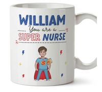 MUGFFINS Personalised Mug for Nurse Man - in English - You are Super! - Funny Custom Gift for Colleagues - Ceramic 11oz Mug
