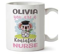 MUGFFINS Personalised Mug for Nurse Woman - in English - Custom Koalafied - Funny Custom Gift for Colleagues - Ceramic 11oz Mug
