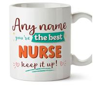 MUGFFINS Personalised Mug for Nurse Woman - in English - Keep it up! - Funny Custom Gift for Colleagues - Ceramic 11oz Mug