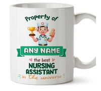 MUGFFINS Personalised Mug for Nursing Assistant Man - in English - Property of - Funny Custom Gift for Colleagues - Ceramic 11oz Mug