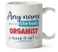 MUGFFINS Personalised Mug for Organist Man - in English - Keep it up! - Funny Custom Gift for Colleagues - Ceramic 11oz Mug