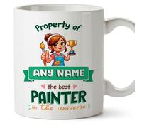 MUGFFINS Personalised Mug for Painter Woman - in English - Property of - Funny Custom Gift for Colleagues - Ceramic 11oz Mug