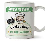 MUGFFINS Personalised Mug for Pastry Chef man - in English - Best in the World - Kawaii - Funny Custom Gift for Colleagues - Ceramic 11oz Mug