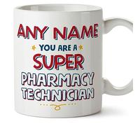 MUGFFINS Personalised Mug for Pharmacy Technician - in English - You are Super - Funny Custom Gift for Colleagues - Ceramic 11oz Mug