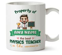 MUGFFINS Personalised Mug for Physics Teacher man - in English - Property of - Funny Custom Gift for Colleagues - Ceramic 11oz Mug