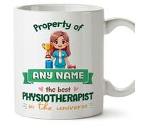 MUGFFINS Personalised Mug for Physiotherapist Woman - in English - Property of - Funny Custom Gift for Colleagues - Ceramic 11oz Mug