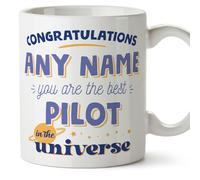MUGFFINS Personalised Mug for Pilot Woman - in English - Best in The Universe - Funny Custom Gift for Colleagues - Ceramic 11oz Mug