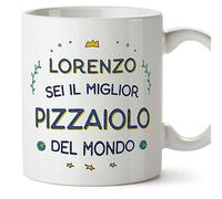 MUGFFINS Personalised Mug for Pizza Maker Man - in Italian - Migliore del Mondo - Funny Custom Gift for Colleagues - Ceramic 11oz Mug