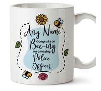 MUGFFINS Personalised Mug for Police Officer - in English - Thanks for Beeing - Funny Custom Gift for Colleagues - Ceramic 11oz Mug