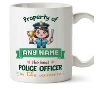 MUGFFINS Personalised Mug for Police Officer Woman - in English - Property of - Funny Custom Gift for Colleagues - Ceramic 11oz Mug