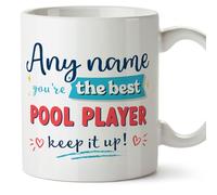 MUGFFINS Personalised Mug for Pool Player man - in English - Keep it up! - Funny Custom Gift for Colleagues - Ceramic 11oz Mug