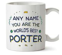 MUGFFINS Personalised Mug for Porter - in English - World's Best - Funny Custom Gift for Colleagues - Ceramic 11oz Mug