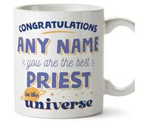 MUGFFINS Personalised Mug for Priest Man - in English - Best in The Universe - Funny Custom Gift for Colleagues - Ceramic 11oz Mug
