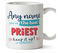 MUGFFINS Personalised Mug for Priest Man - in English - Keep it up! - Funny Custom Gift for Colleagues - Ceramic 11oz Mug
