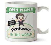 MUGFFINS Personalised Mug for Professor Man - in English - Best in The World - Kawaii - Funny Custom Gift for Colleagues - Ceramic 11oz Mug