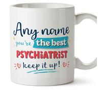 MUGFFINS Personalised Mug for Psychiatrist Man - in English - Keep it up! - Funny Custom Gift for Colleagues - Ceramic 11oz Mug