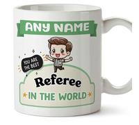 MUGFFINS Personalised Mug for Referee Man - in English - Best in The World - Kawaii - Funny Custom Gift for Colleagues - Ceramic 11oz Mug