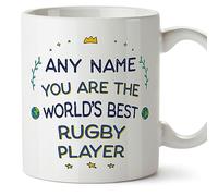 MUGFFINS Personalised Mug for Rugby Player - in English - World's Best - Funny Custom Gift for Colleagues - Ceramic 11oz Mug