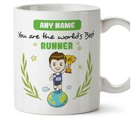 MUGFFINS Personalised Mug for Runner Man - in English - You are World's Best - Funny Custom Gift for Colleagues - Ceramic 11oz Mug