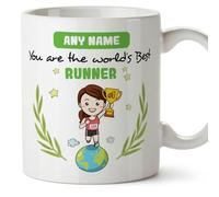 MUGFFINS Personalised Mug for Runner Woman - in English - You are World's Best - Funny Custom Gift for Colleagues - Ceramic 11oz Mug