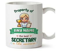 MUGFFINS Personalised Mug for Secretary Woman - in English - Property of - Funny Custom Gift for Colleagues - Ceramic 11oz Mug