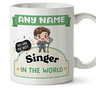 MUGFFINS Personalised Mug for Singer Man - in English - Best in The World - Kawaii - Funny Custom Gift for Colleagues - Ceramic 11oz Mug
