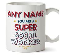MUGFFINS Personalised Mug for Social Worker - in English - You are Super - Funny Custom Gift for Colleagues - Ceramic 11oz Mug