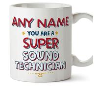 MUGFFINS Personalised Mug for Sound Technician - in English - You are Super - Funny Custom Gift for Colleagues - Ceramic 11oz Mug
