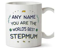 MUGFFINS Personalised Mug for Stepmum - in English - World's Best - Funny Custom Gift - Ceramic 11oz Mug