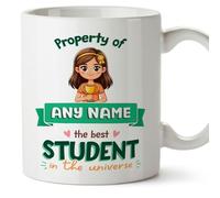 MUGFFINS Personalised Mug for Student Woman - in English - Property of - Funny Custom Gift for Colleagues - Ceramic 11oz Mug