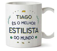 MUGFFINS Personalised Mug for Stylist man - in Portuguese - Melhor do Mundo - Funny Custom Gift for Colleagues - Ceramic 11oz Mug
