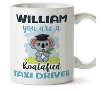 MUGFFINS Personalised Mug for Taxi Driver Man - in English - Custom Koalafied - Funny Custom Gift for Colleagues - Ceramic 11oz Mug